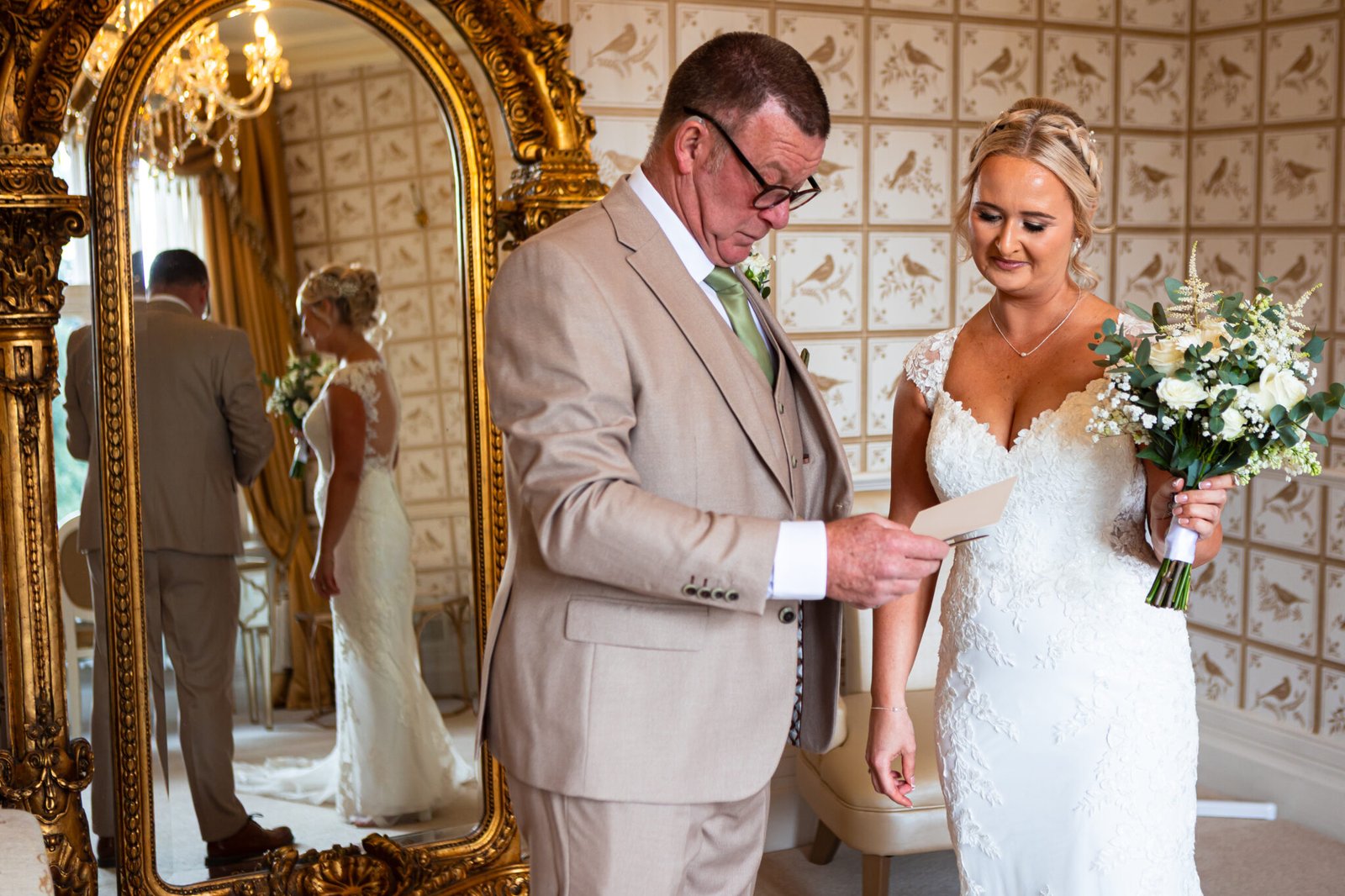 Emotional wedding morning moments at Holmewood Hall