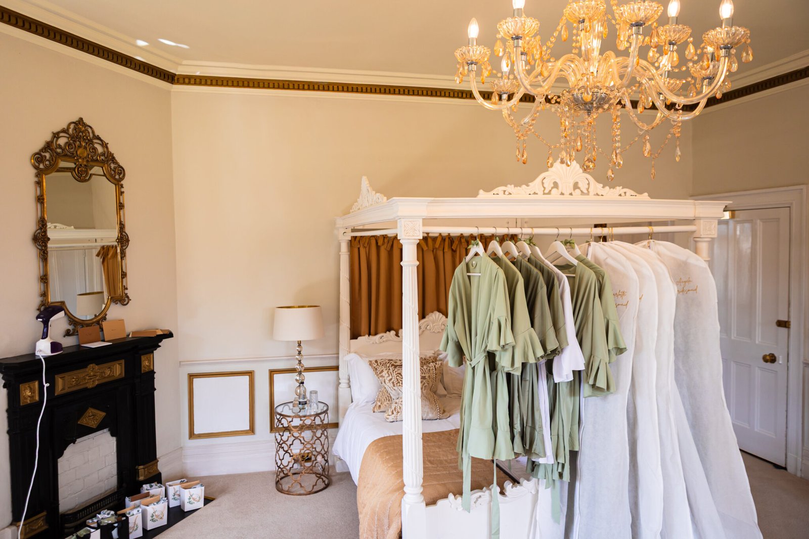 Bride getting ready at Holmewood Hall wedding in Cambridgeshire
