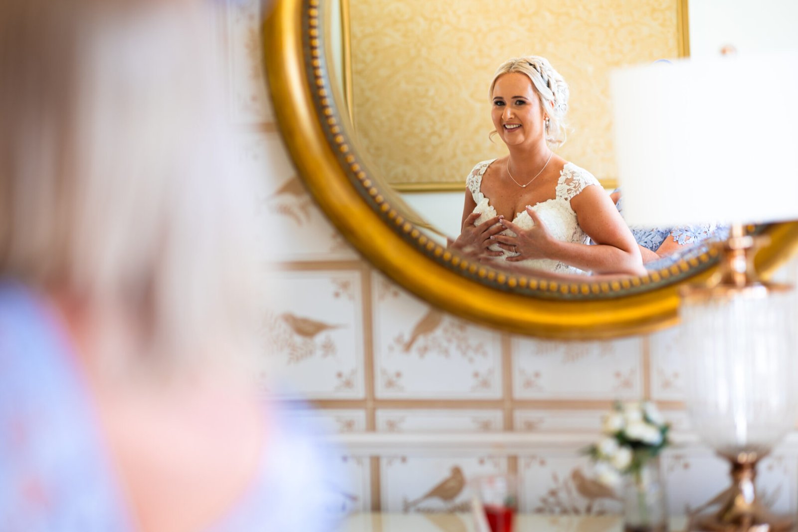 Bride getting ready at Holmewood Hall wedding in Cambridgeshire