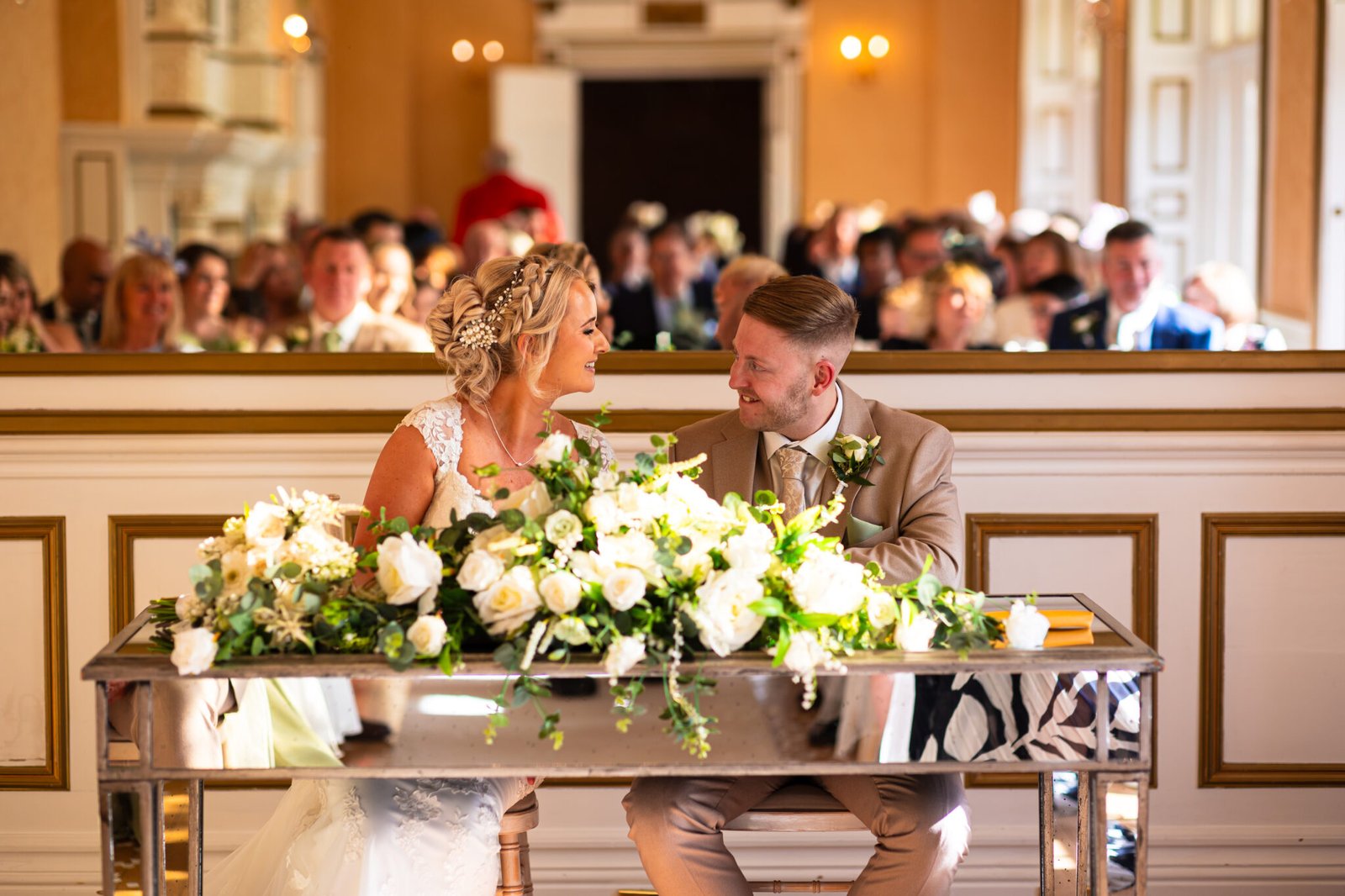 Wedding ceremony in the Gold Room at Holmewood Hall