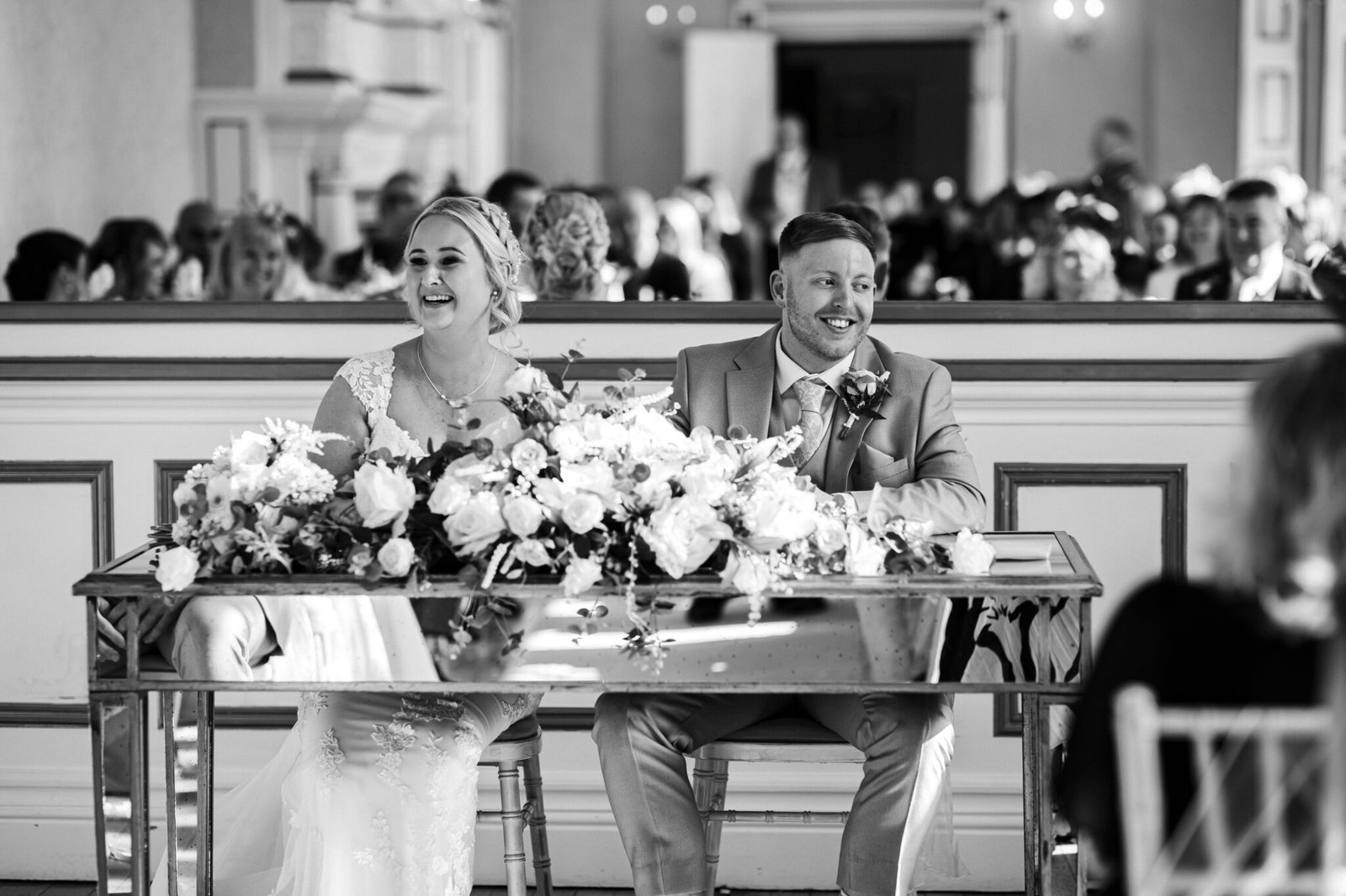 Wedding ceremony in the Gold Room at Holmewood Hall