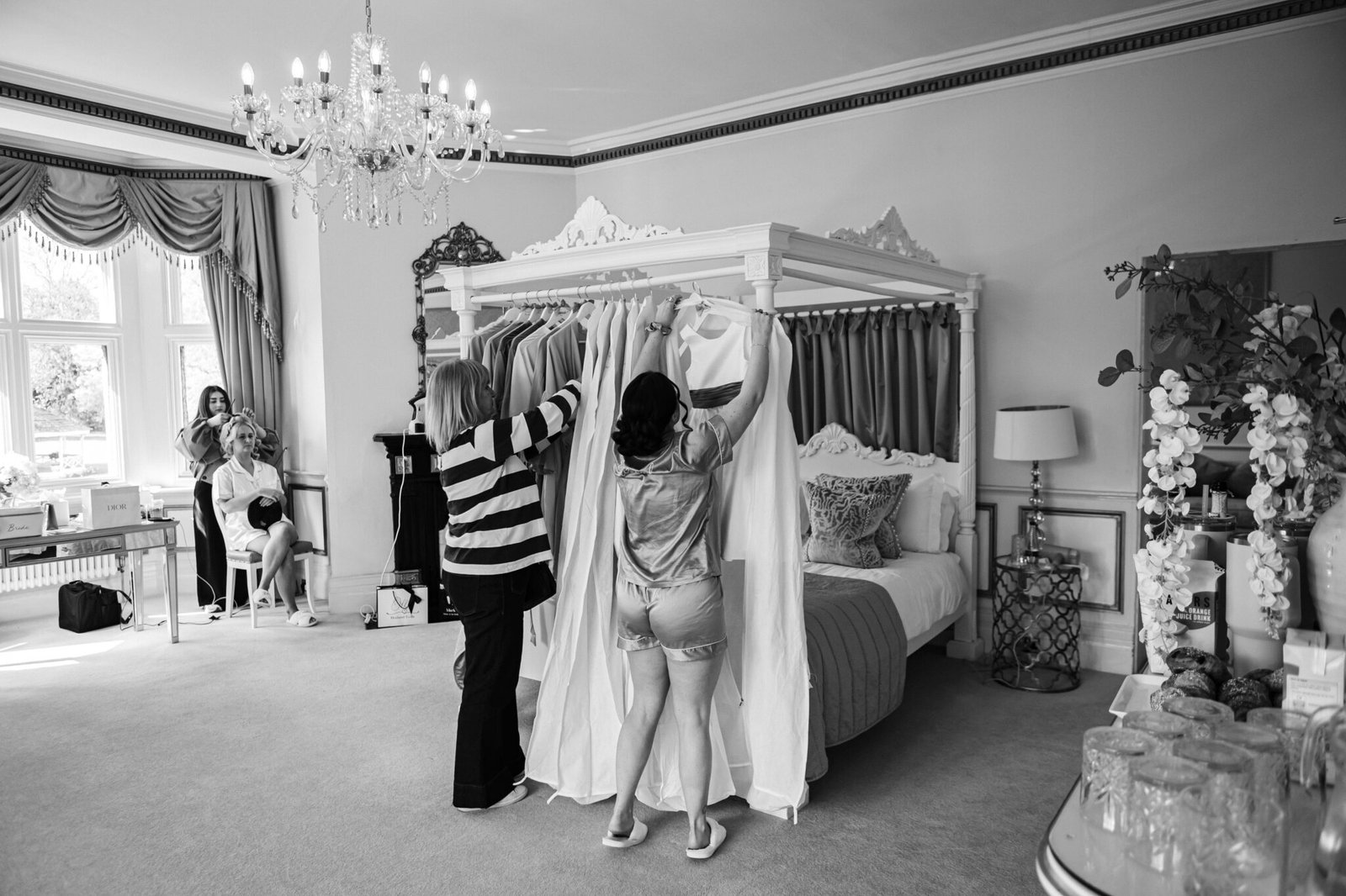 Bride getting ready at Holmewood Hall wedding in Cambridgeshire